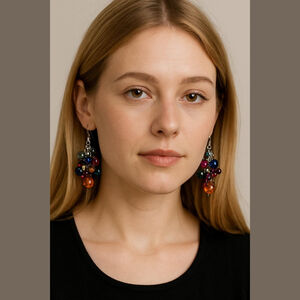 Unbranded Multicolor Beaded Dangle Earrings One Size